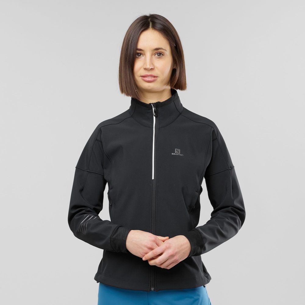 Salomon Singapore Womens Jackets - LIGHTNING WARM SSHELL JKT W Black | 04739-GIVC